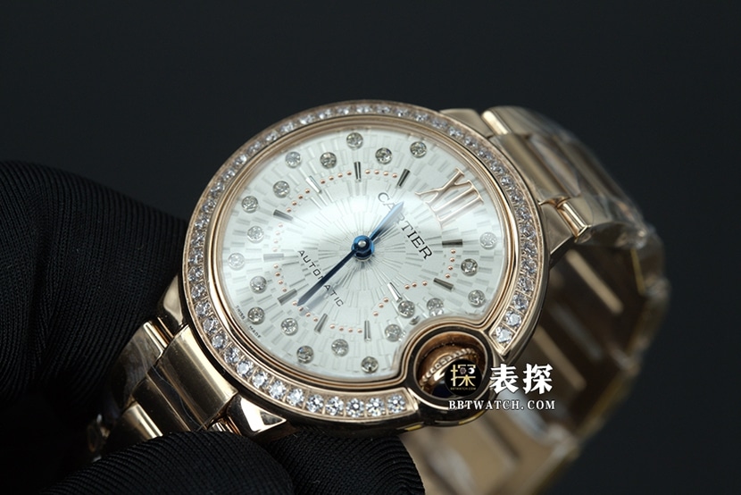 TW厂卡地亚蓝气球顶级一比一精仿手表女士银盘菊花纹镶钻钢带款图片及价格正面实拍图