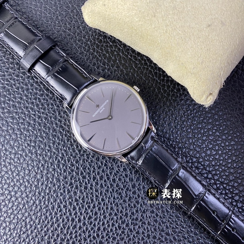 MKS厂江诗丹顿传承81180顶级复刻手表男士深灰盘皮带款图片及价格正面实拍图
