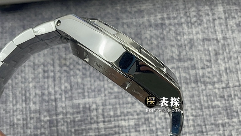 8F厂江诗丹顿纵横四海一比一超A高仿手表男士银白盘钢带款图片及价格侧面实拍图