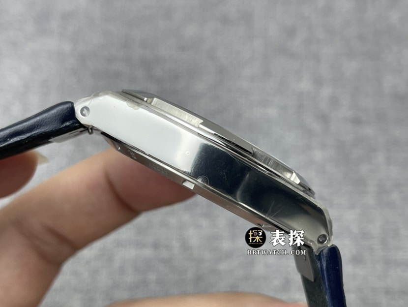 8F厂江诗丹顿纵横四海顶级一比一高仿手表男士蓝盘陀飞轮皮带款图片及价格侧面实拍图