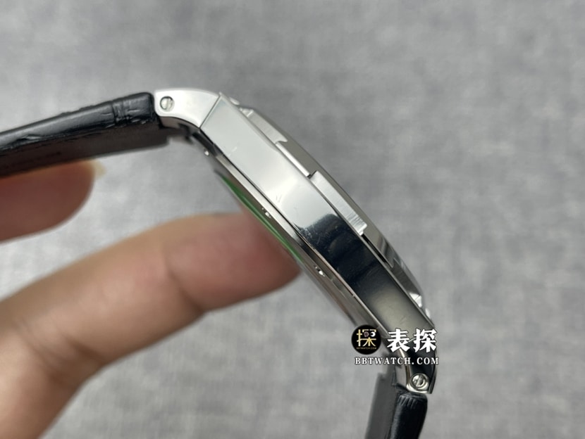 8F厂江诗丹顿纵横四海顶级复刻手表男士黑盘皮带款图片及价格侧面实拍图