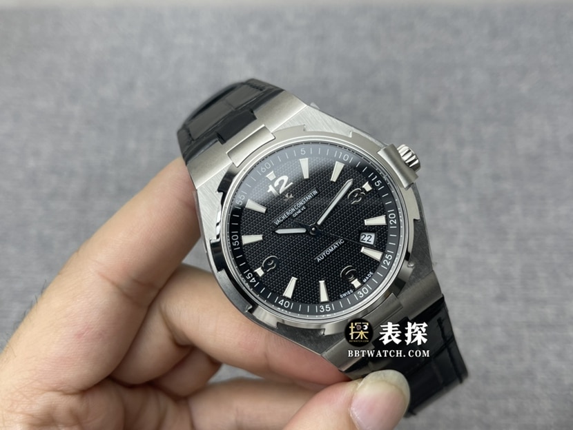 8F厂江诗丹顿纵横四海顶级复刻手表男士黑盘皮带款图片及价格正面实拍图