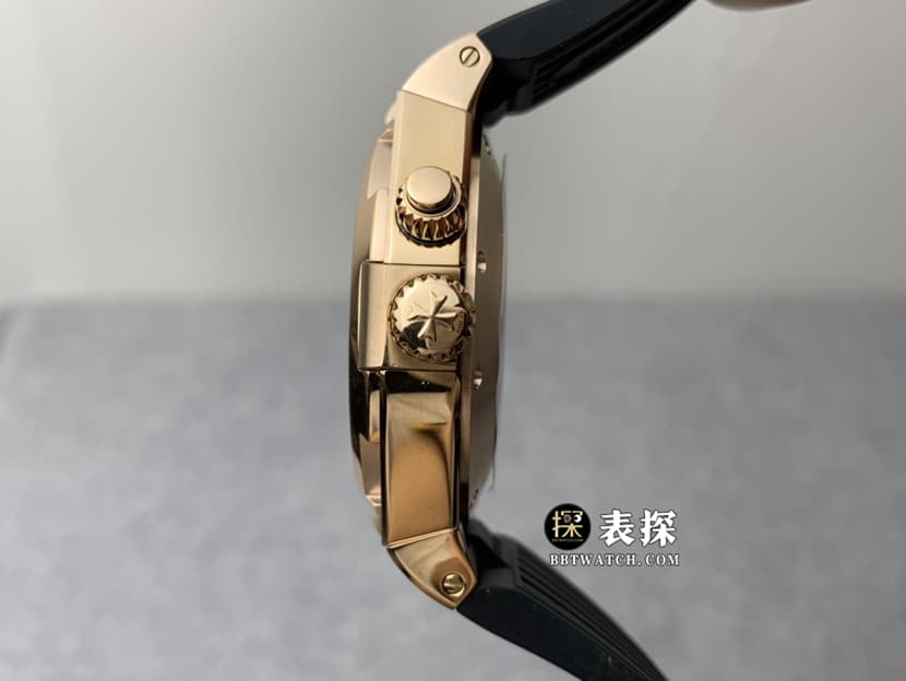 TWA厂江诗丹顿纵横四海一比一超A高仿手表男士黑盘双时区皮带款图片及价格侧面实拍图