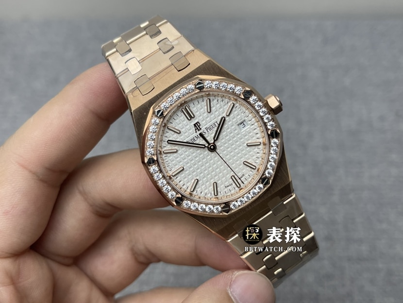 8F厂爱彼皇家橡树77351顶级一比一精仿手表女士银盘钢带款图片及价格正面实拍图