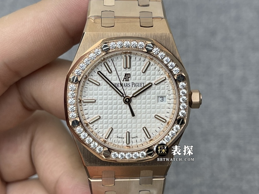 8F厂爱彼皇家橡树77351顶级一比一精仿手表女士银盘钢带款图片及价格正面实拍图