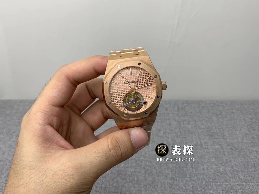  R8厂爱彼皇家橡树顶级复刻手表男士金盘陀飞轮钢带款图片及价格正面实拍图