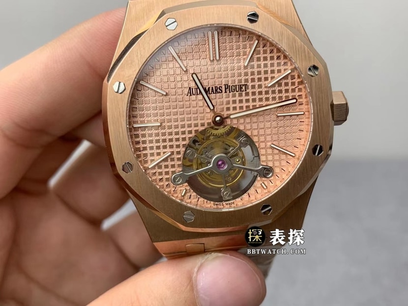  R8厂爱彼皇家橡树顶级复刻手表男士金盘陀飞轮钢带款图片及价格正面实拍图