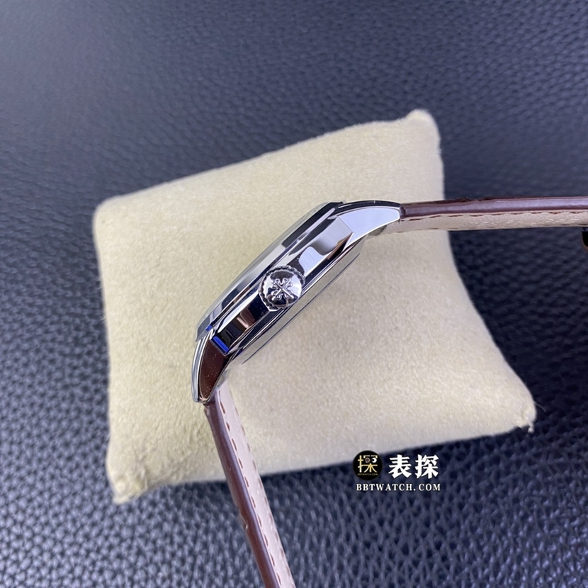 KR厂百达翡丽超级复杂功能时计5320G-001顶级一比一高仿手表男士乳白盘皮带款图片及价格侧面实拍图