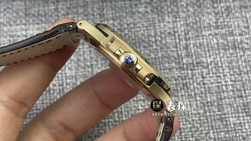 3K厂百达翡丽运动优雅鹦鹉螺5711一比一超A精仿手表男士深灰盘皮带款图片及价格侧面实拍图