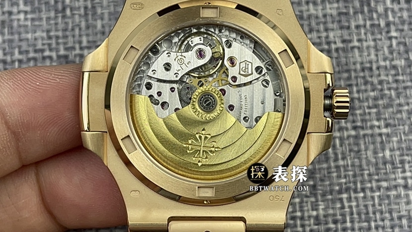 3K厂百达翡丽运动优雅鹦鹉螺5711一比一超A精仿手表男士深灰盘皮带款图片及价格背面实拍图