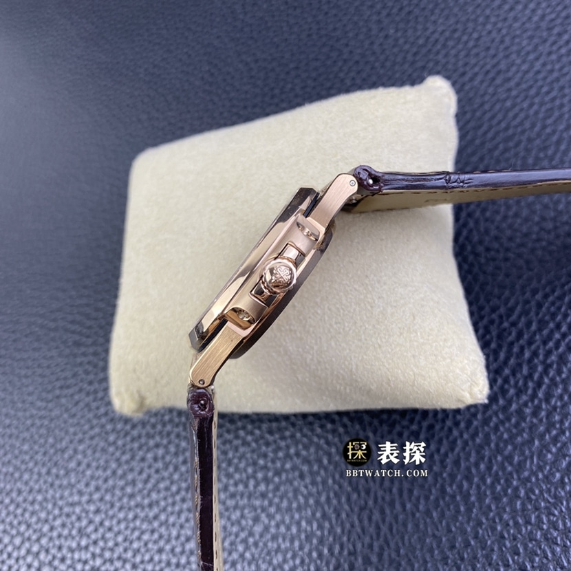 GS厂百达翡丽运动优雅一比一超A高仿手表男士镶钻盘皮带款图片及价格侧面实拍图