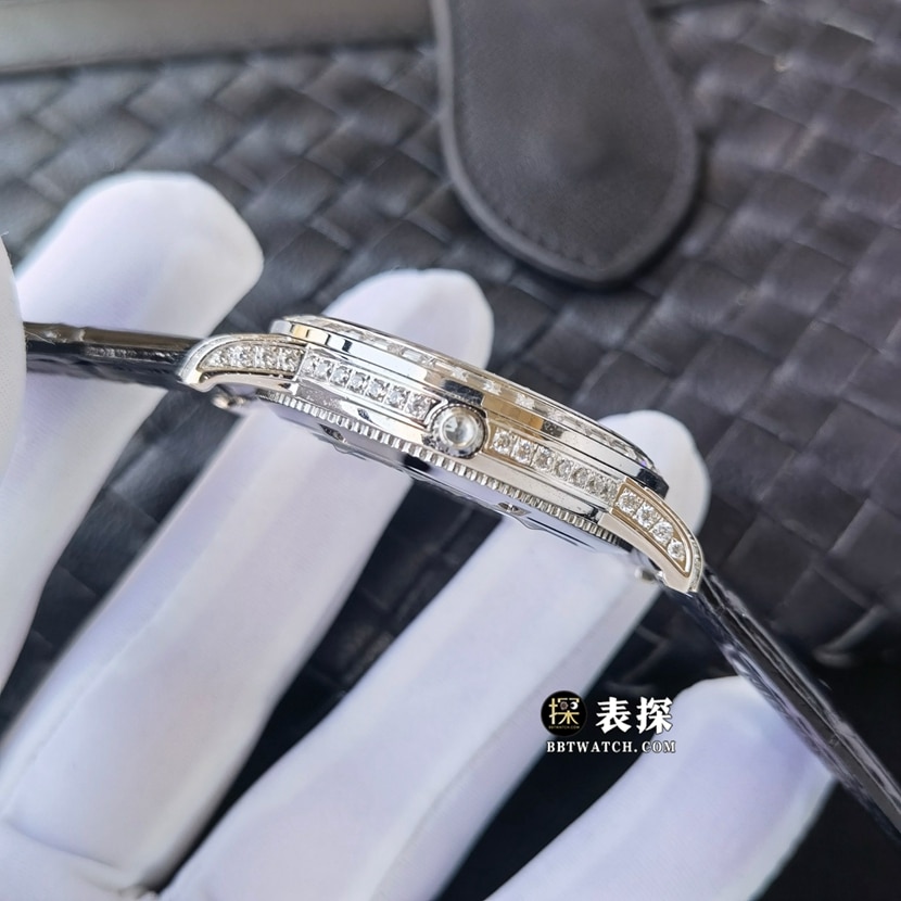 TW厂江诗丹顿传袭81760/000G-9862一比一顶级复刻手表镶钻盘皮带款图片及价格侧面实拍图