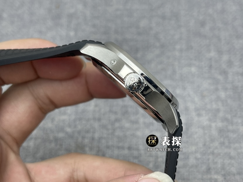 ZF厂百达翡丽5164A-001顶级一比一高仿手表男士黑盘双时区橡胶款图片及价格侧面实拍图