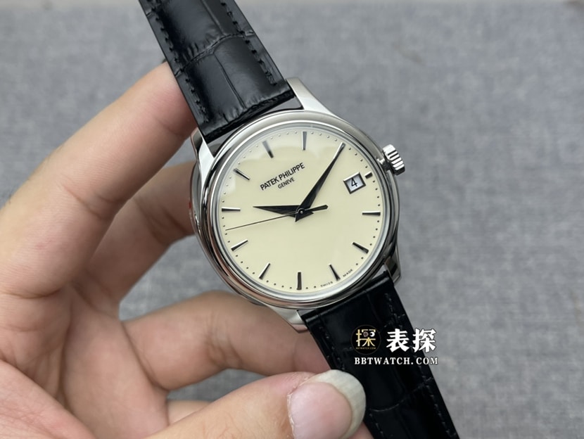 ZF厂百达翡丽古典表5296顶级复刻手表男士乳白盘皮带款图片及价格正面实拍图