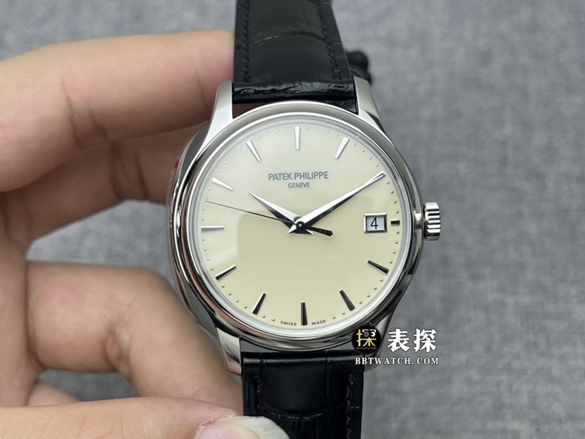 ZF厂百达翡丽古典表5296顶级复刻手表男士乳白盘皮带款图片及价格正面实拍图