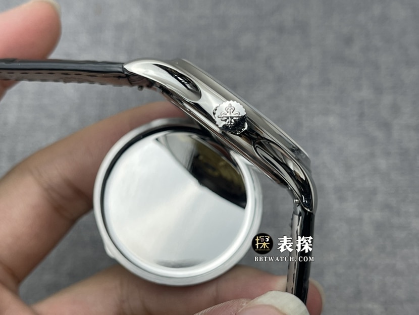 ZF厂百达翡丽古典表5296顶级复刻手表男士乳白盘皮带款图片及价格侧面实拍图