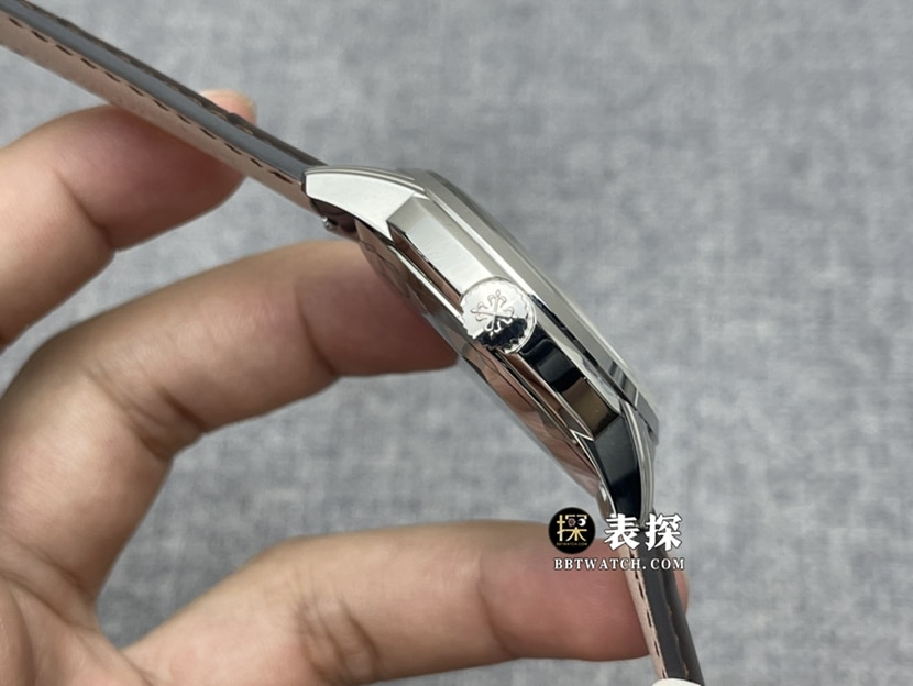 GR厂百达翡丽超级复杂功能时计5320G-001一比一超A高仿手表男士奶油盘皮带款图片及价格侧面实拍图