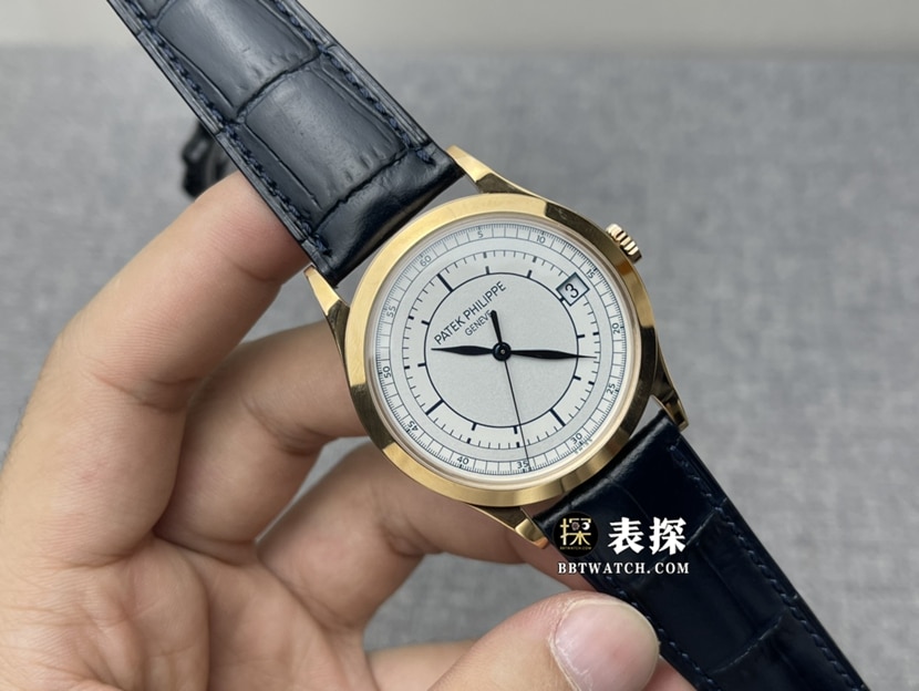 ZF厂百达翡丽古典表5296R-001一比一超A精仿手表男士银灰盘皮带款图片及价格正面实拍图