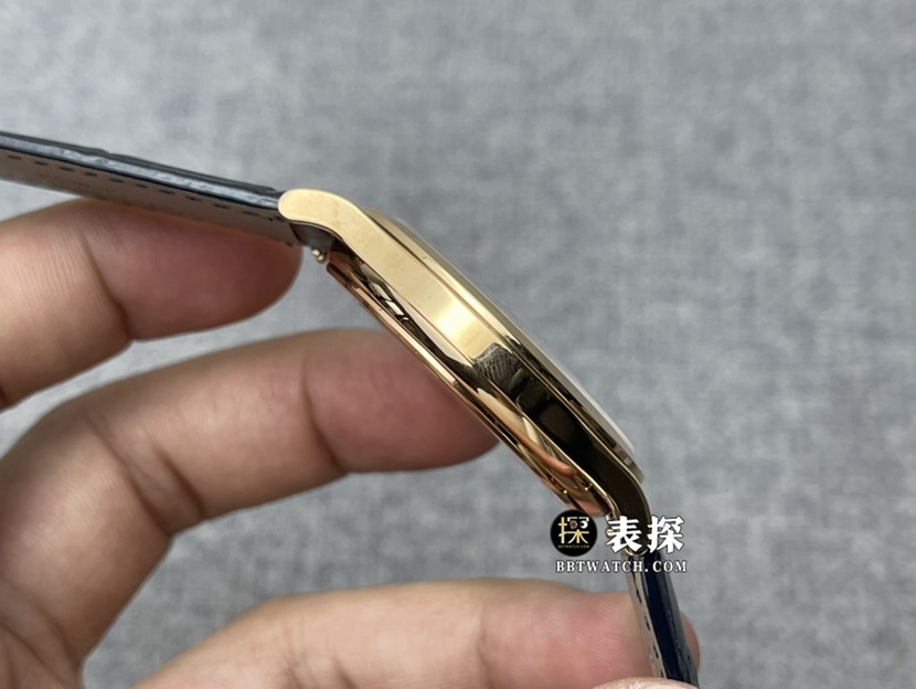 ZF厂百达翡丽古典表5296R-001一比一超A精仿手表男士银灰盘皮带款图片及价格侧面实拍图