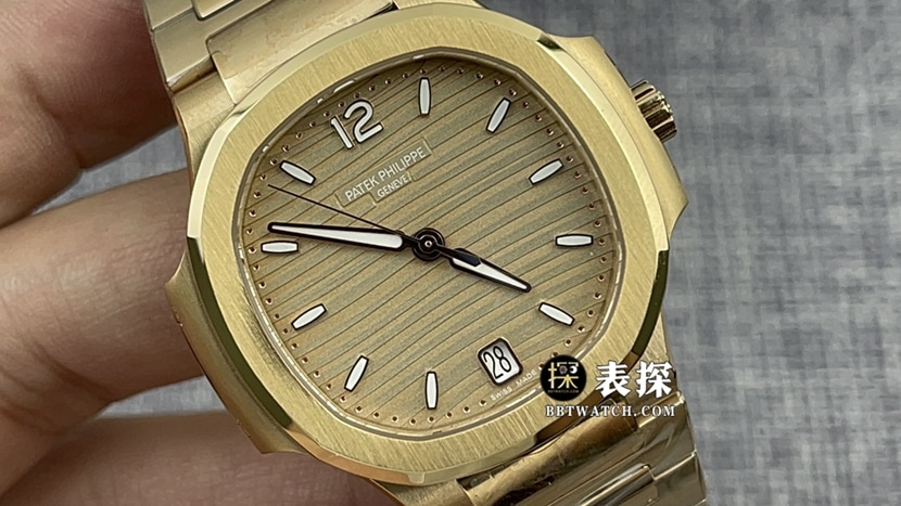3K厂百达翡丽运动优雅7118一比一顶级复刻手表女士蜜金色莹彩盘钢带款图片及价格正面实拍图