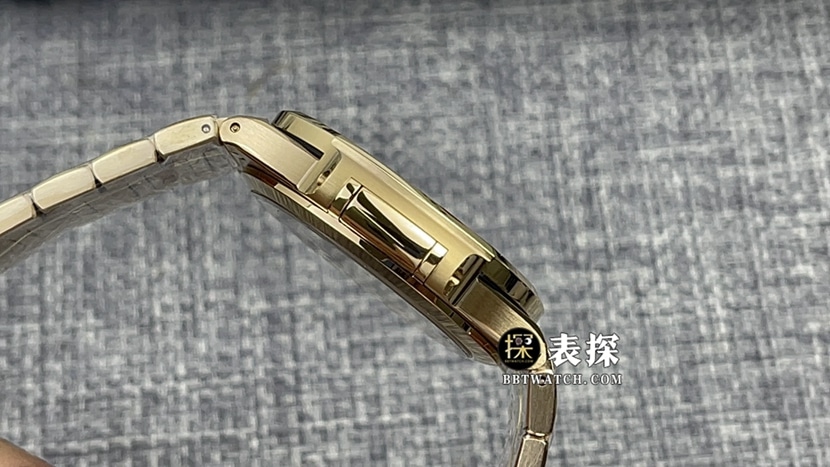 3K厂百达翡丽运动优雅7118一比一顶级复刻手表女士蜜金色莹彩盘钢带款图片及价格侧面实拍图