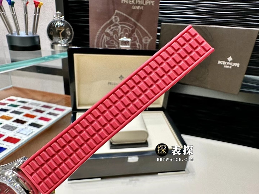 MMA厂百达翡丽5067A顶级复刻手表女士枚红色盘橡胶款图片及价格表带实拍图
