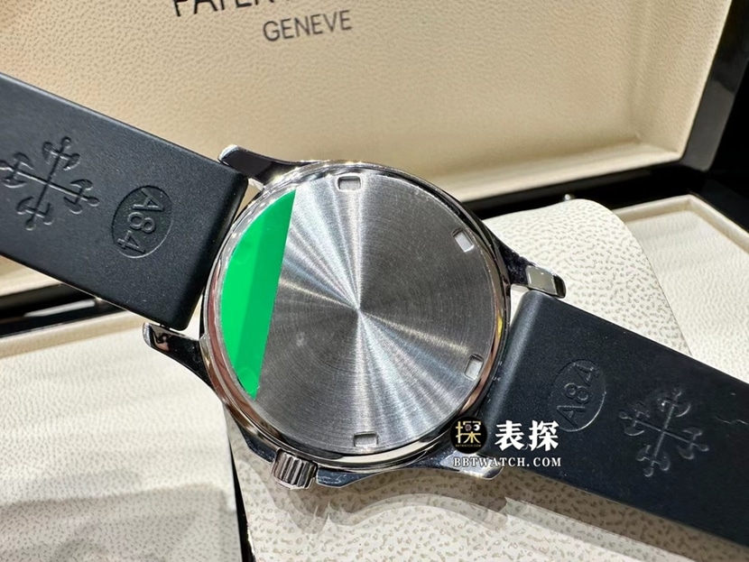 MMA厂百达翡丽5067A一比一超A高仿手表女士黑盘橡胶款图片及价格背面实拍图