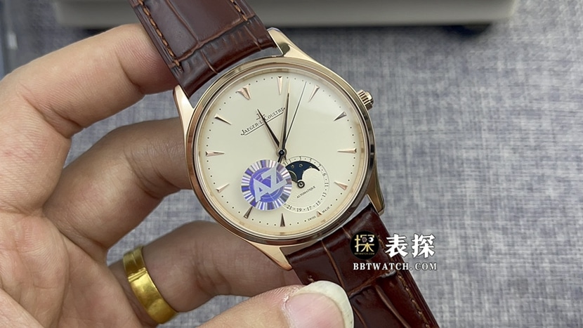 AZ厂积家大师一比一超A精仿手表男士蛋壳黄盘皮带款图片及价格正面实拍图