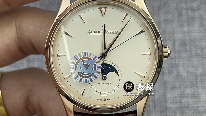 AZ厂积家大师一比一超A精仿手表男士蛋壳黄盘皮带款图片及价格正面实拍图