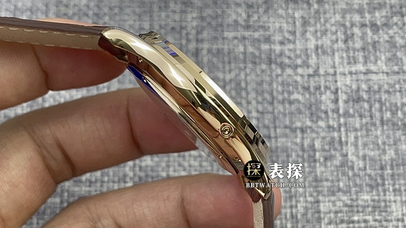 AZ厂积家大师一比一超A精仿手表男士蛋壳黄盘皮带款图片及价格侧面实拍图
