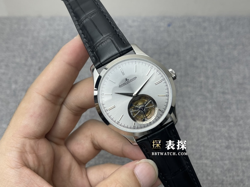 积家大师一比一顶级复刻手表男士银盘陀飞轮皮带款图片及价格正面实拍图