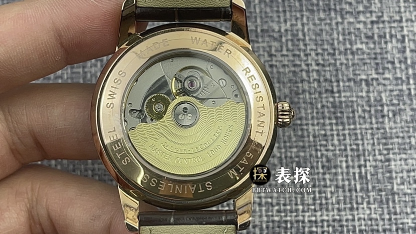 积家一比一顶级复刻手表男士蛋壳黄盘皮带款图片及价格背面实拍图