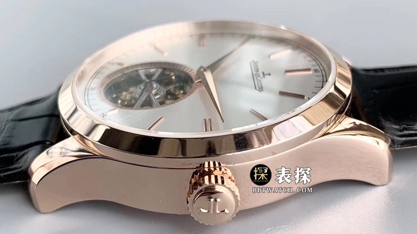 积家大师1662451一比一超A精仿手表男士银灰盘陀飞轮皮带款图片及价格侧面实拍图