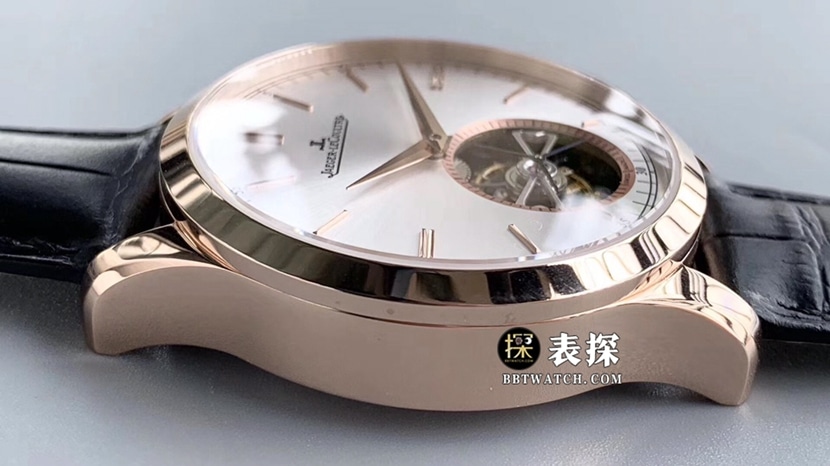 积家大师1662451一比一超A精仿手表男士银灰盘陀飞轮皮带款图片及价格侧面实拍图