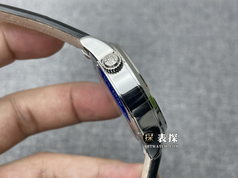 ZF厂积家大师1428421超A高仿手表男士银盘双时区皮带款图片及价格侧面实拍图