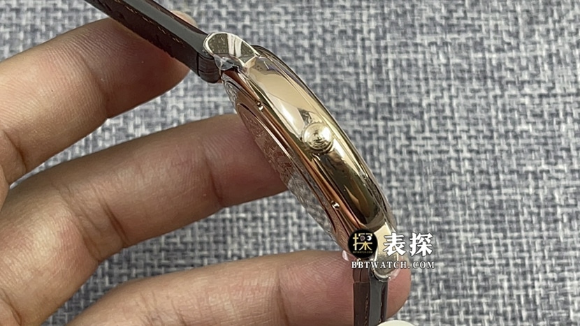 V7厂万国波涛菲诺超A高仿手表男士银白盘皮带款图片及价格侧面实拍图