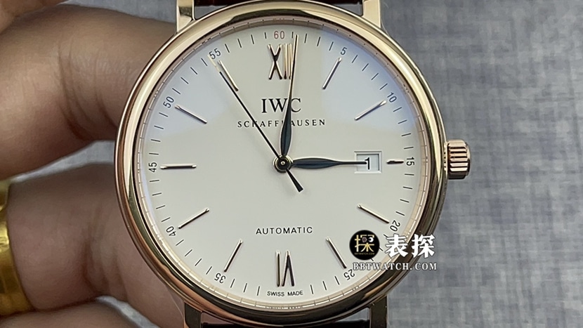 V7厂万国波涛菲诺超A高仿手表男士银白盘皮带款图片及价格正面实拍图