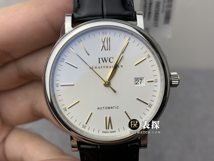 V7厂万国表柏涛菲诺一比一超A高仿手表男士银白盘皮带款图片及价格正面实拍图