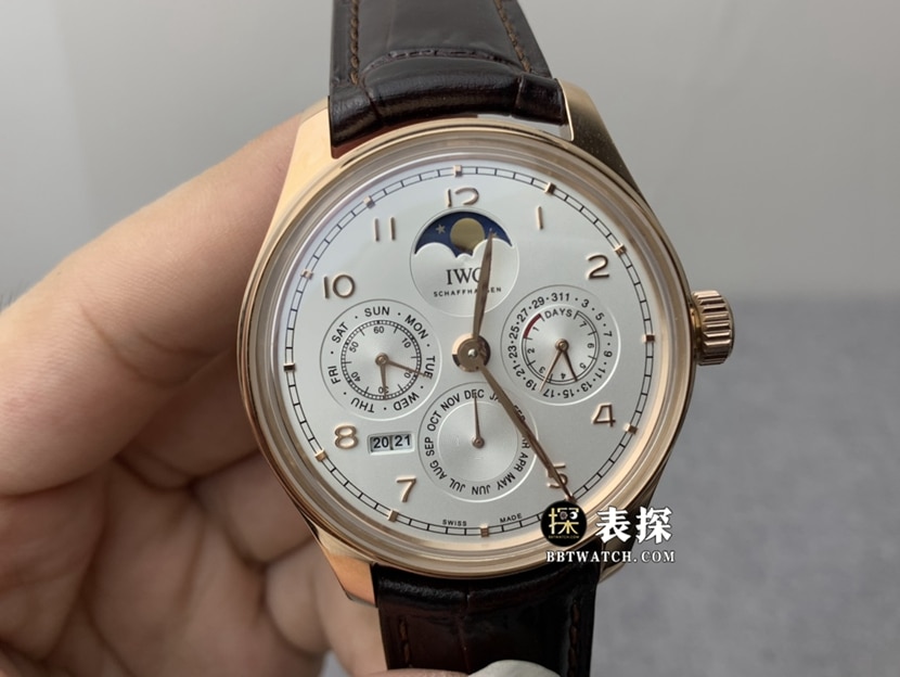 V9厂万国表男士葡萄牙一比一超A精仿手表银白盘皮带款图片及价格正面实拍图