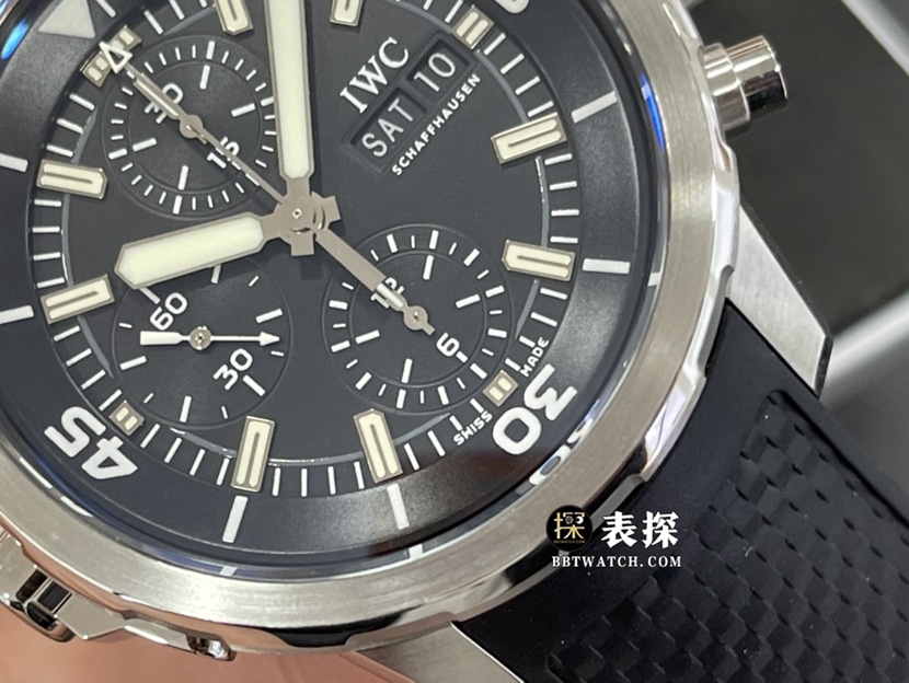 V6厂万国表海洋时计顶级复刻手表男士黑盘橡胶款图片及价格正面实拍图