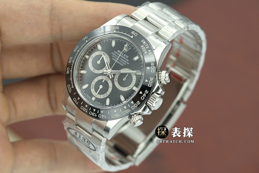 C厂劳力士男士迪通拿超A高仿手表黑桃迪钢带款m126500ln-0002侧面实拍图