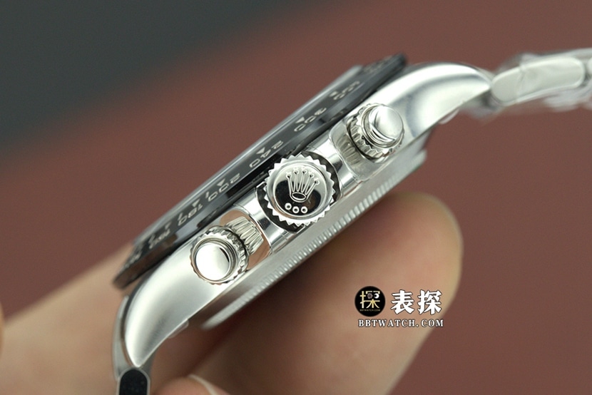 C厂劳力士男士迪通拿超A高仿手表黑桃迪钢带款m126500ln-0002侧面实拍图