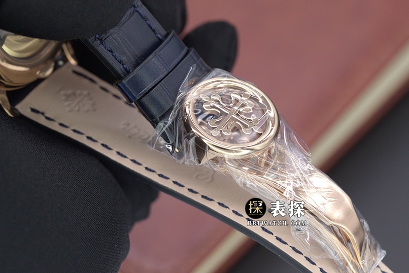 GR厂复杂功能计时百达翡丽1:1复刻手表蓝盘皮带款5396R-015表扣实拍图