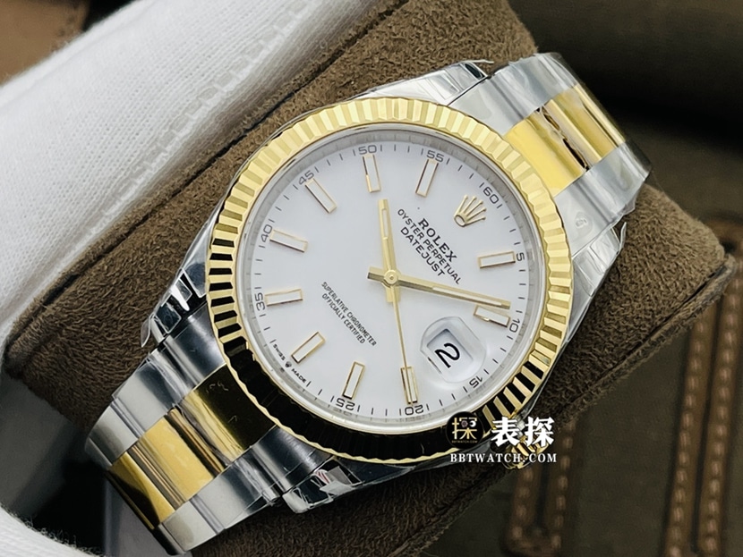 VS厂劳力士日志型顶级复刻手表男士白盘间金钢带款图片及价格正面实拍图