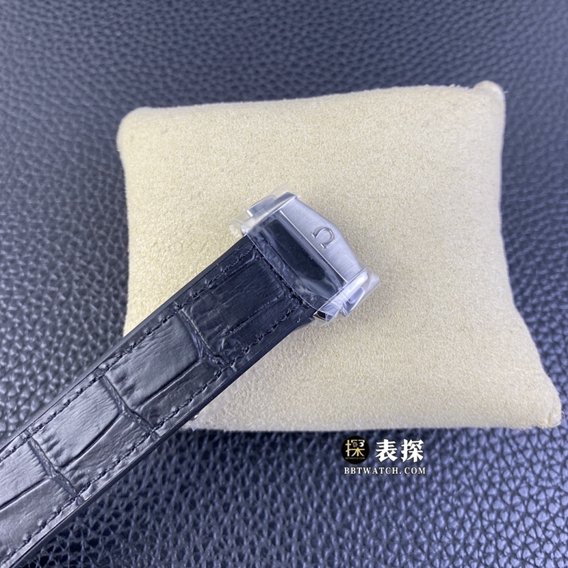 SBF厂欧米茄星座超A高仿手表男士黑盘皮带款图片及价格表扣实拍图