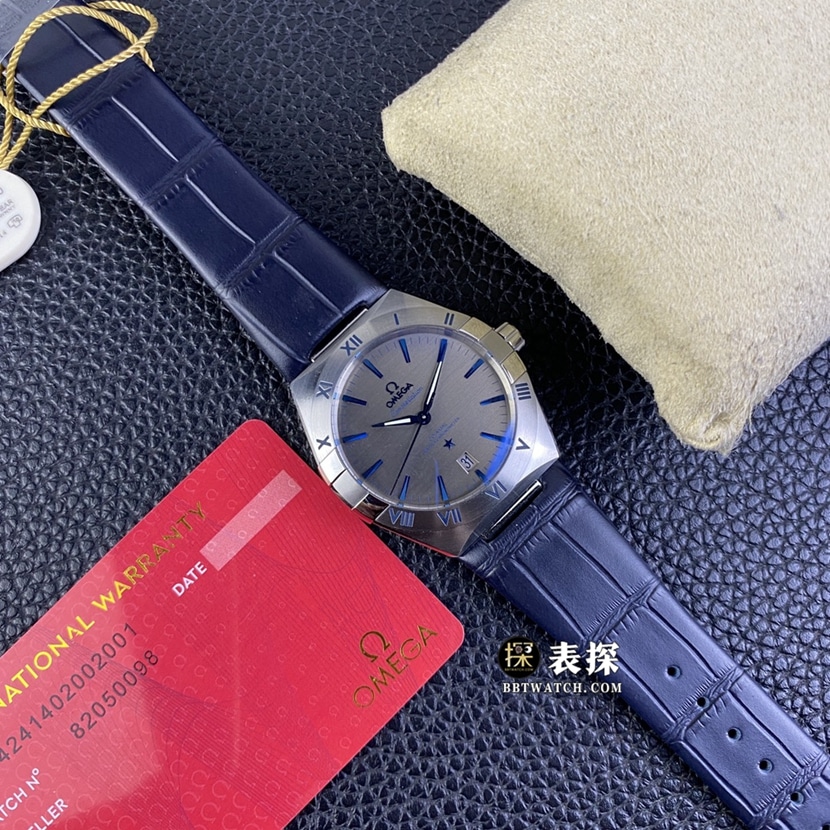 OR厂欧米茄星座一比一超A精仿手表男士钌灰盘皮带款图片及价格正面实拍图