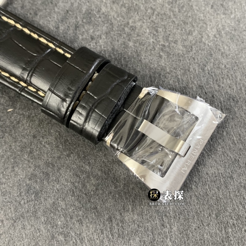 TTF厂沛纳海庐米诺PAM01312超A高仿手表男士黑盘皮带款图片及价格表扣实拍图