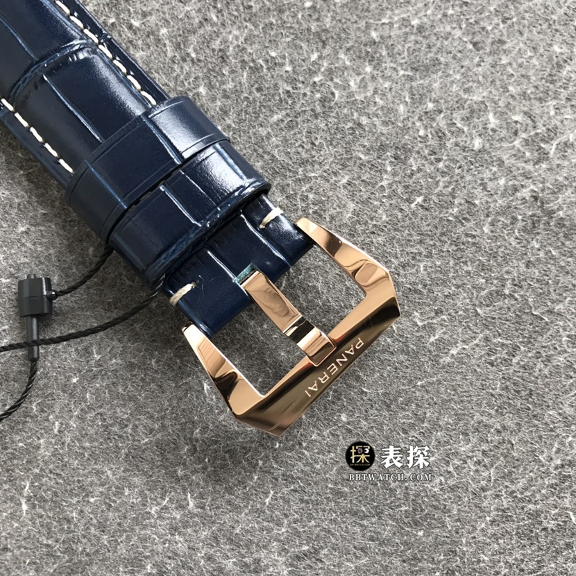 VS厂沛纳海庐米诺PAM01112顶级一比一高仿手表男士蓝盘皮带款图片及价格表扣实拍图