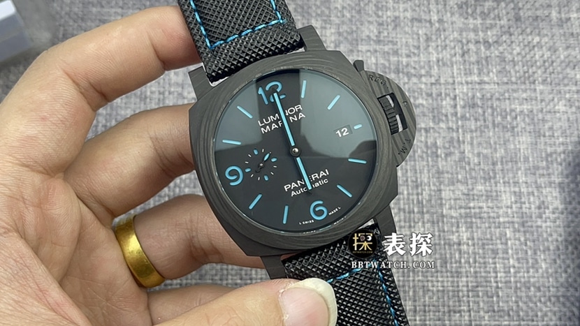 VS厂沛纳海PAM01661一比一顶级复刻手表男士黑盘皮带款图片及价格正面实拍图
