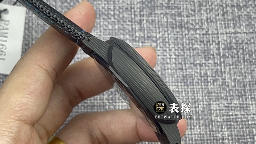 VS厂沛纳海PAM01661一比一顶级复刻手表男士黑盘皮带款图片及价格侧面实拍图